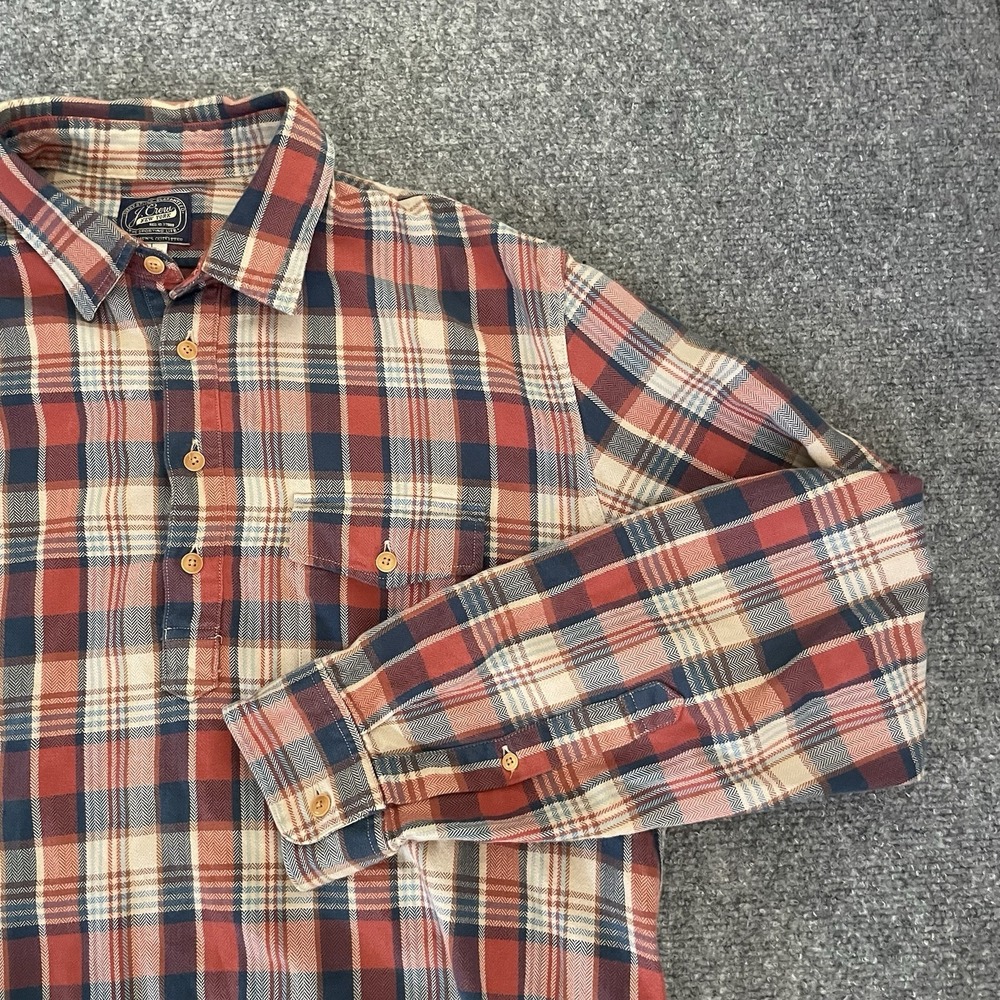 J.Crew Flannel Shirt Men's Large Plaid 1/2 Button Up Cotton Outdoor Work Attire